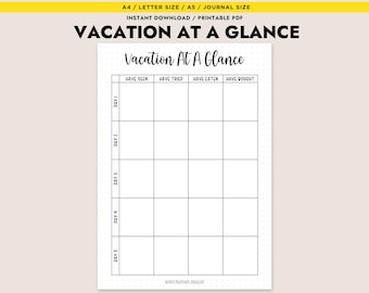 Vakantie in één oogopslag Afdrukbaar reisverslag PDF 5-daagse reisplanner A4 Letter A5 Vakantielogboek