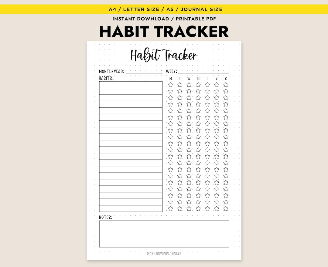 Weekly Printable Habit Tracker Printable PDF Workout Exercises Digital ...