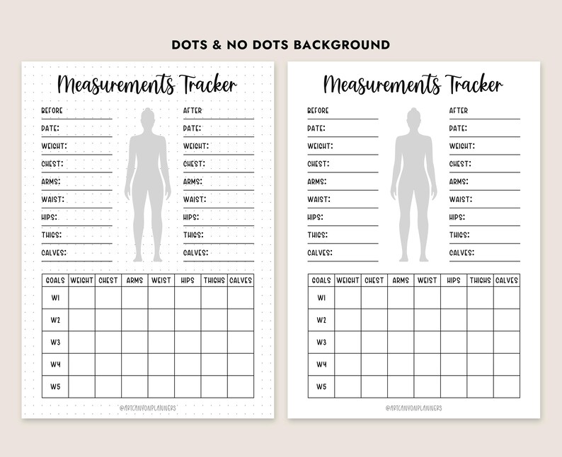 Body Measurements Tracker Printable PDF Workout Exercises Digital ...