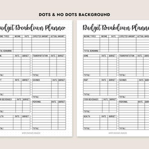 Budget Breakdown Planner Printable PDF Paycheck Breakdown Template ...