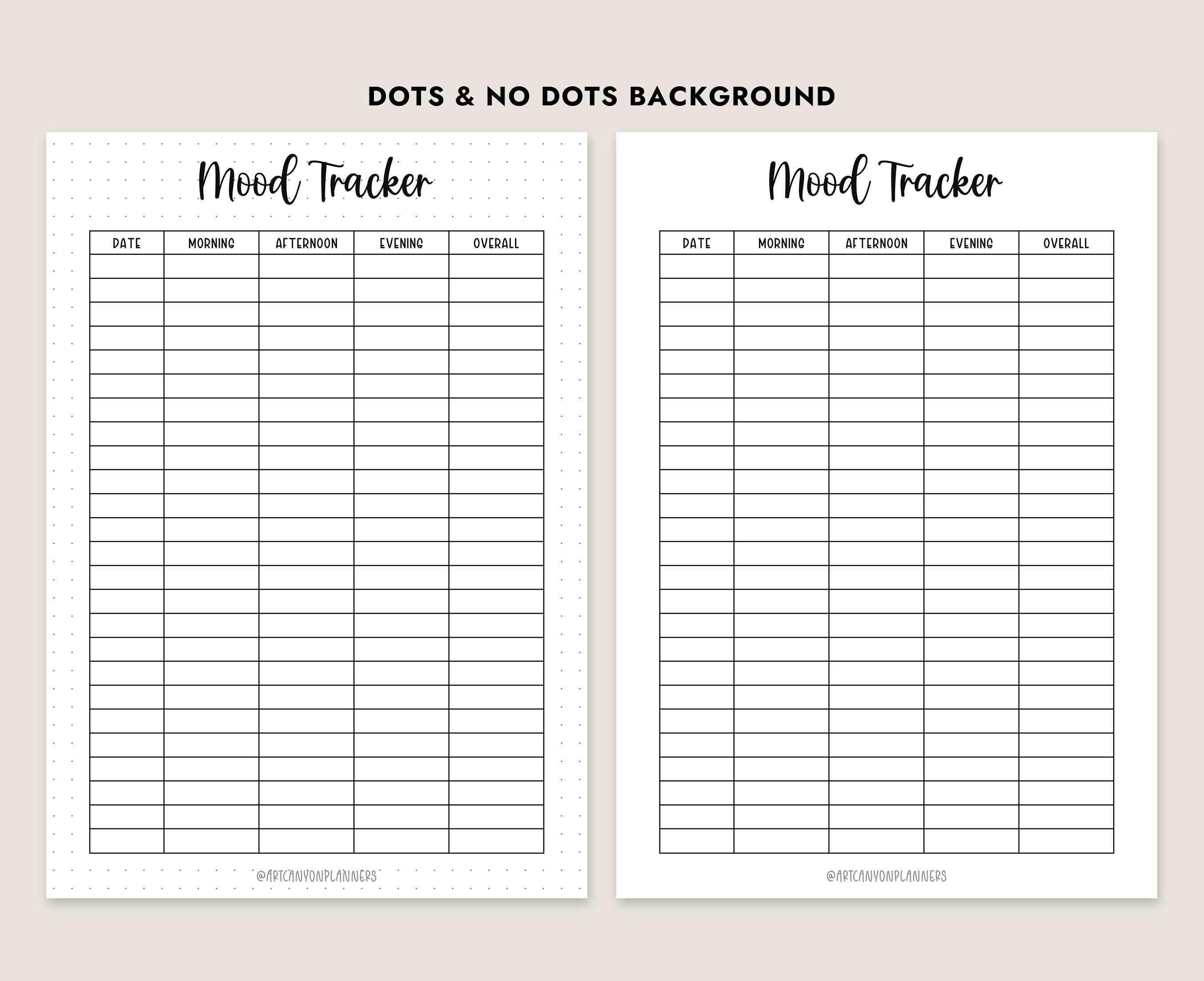Mood Tracker Printable A4 A5 Letter Size Planner Insert Digital ...
