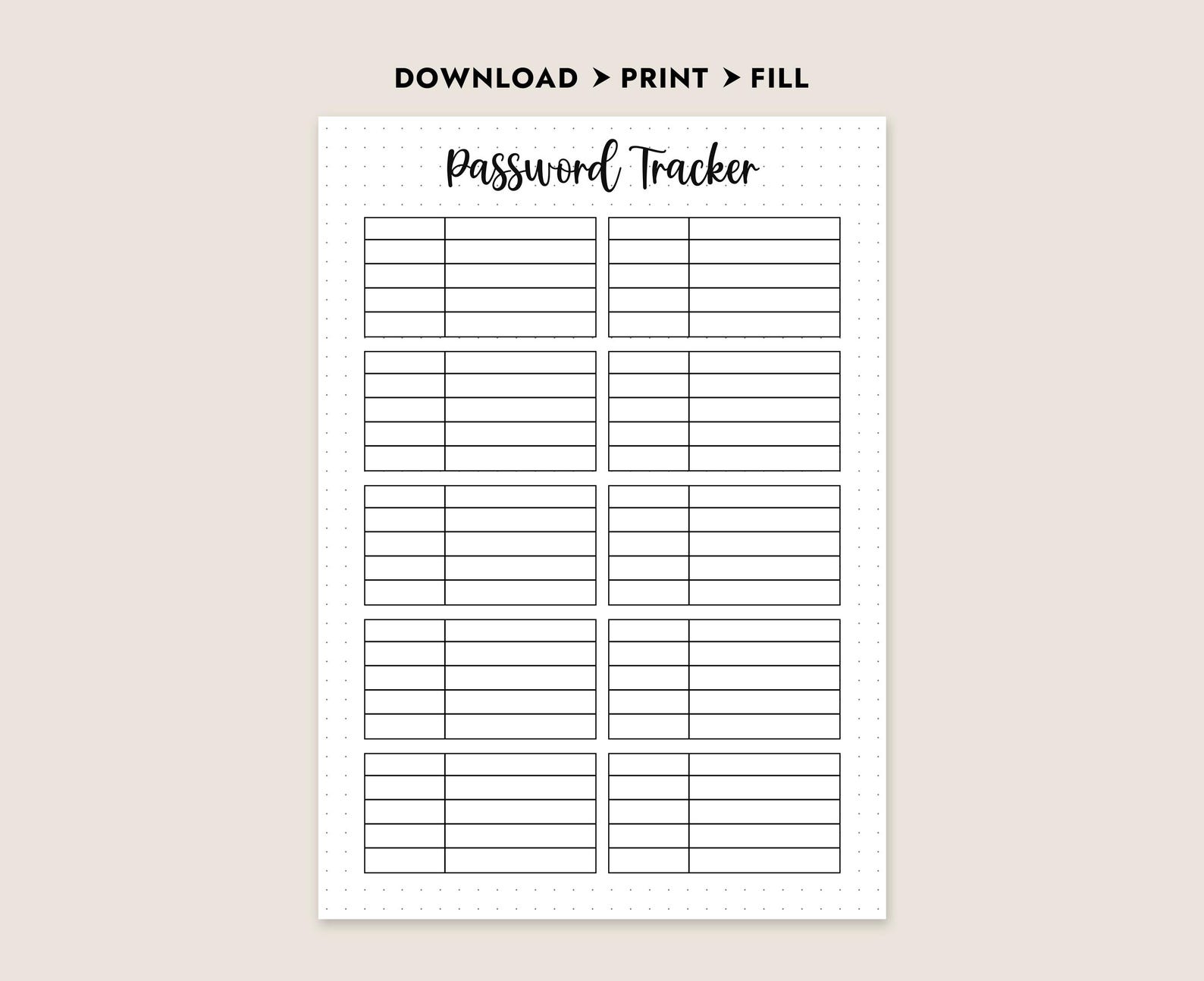 Password Tracker Printable Planner Insert Log Book A4 A5 Letter Website ...