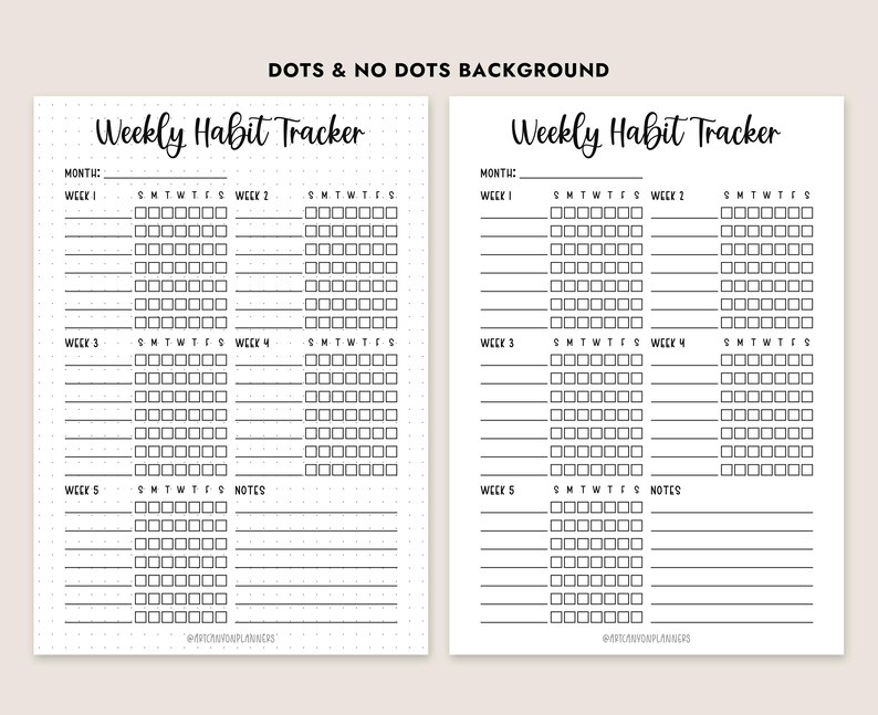Weekly Habit Tracker Printable PDF A4 Letter A5 Journal Size Instant ...