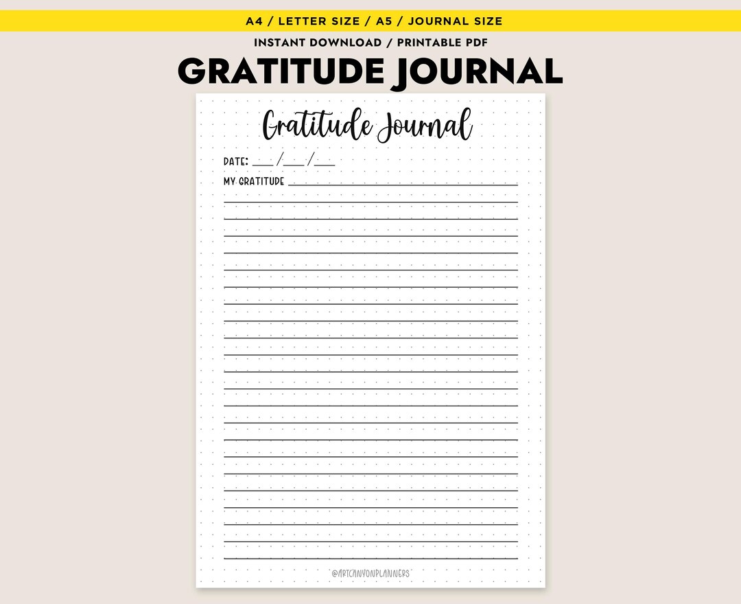 Gratitude Journal Printable Daily Gratitude Template A4 A5 Letter Size ...