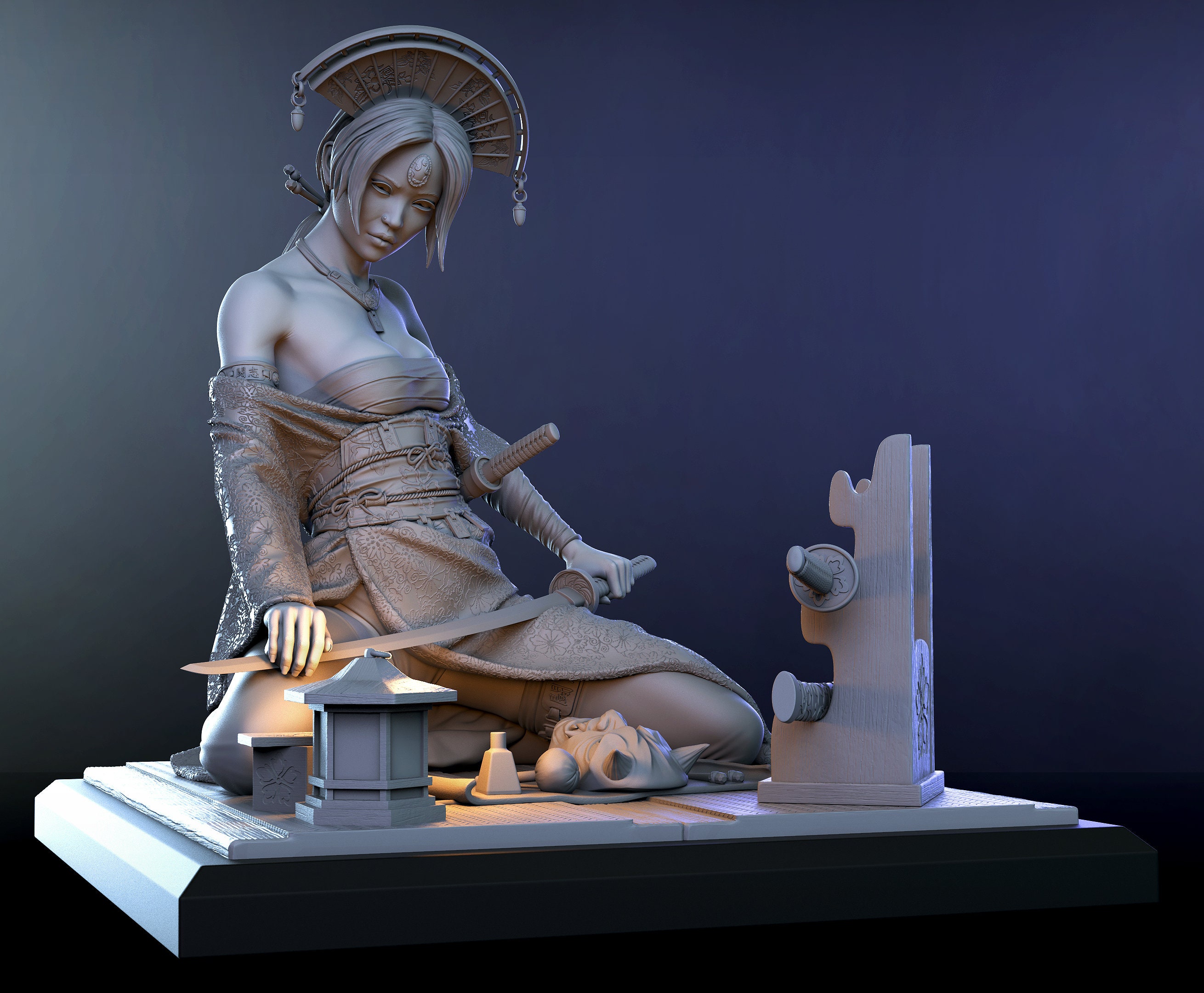 Character Figures 1/10 Scale Japanese geisha Bust Figure Unpainted