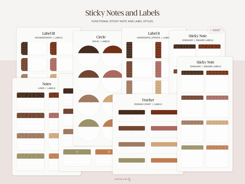 Earthy Sticky Notes 1200+ Warm Earthy Digital Stickers | Pre-cropped PNG & Goodnotes ...