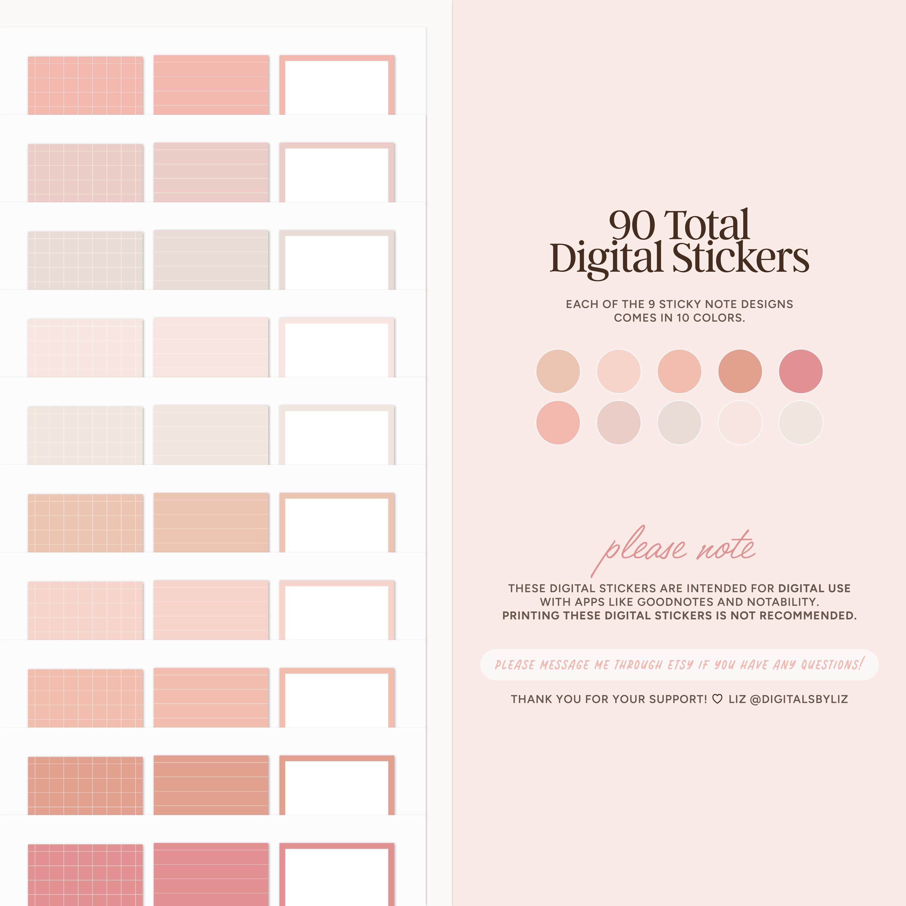 Pink Sticker Notebook Pink Digital Stickers | 90 Pre-cropped PNG, Goodnotes Elements ...