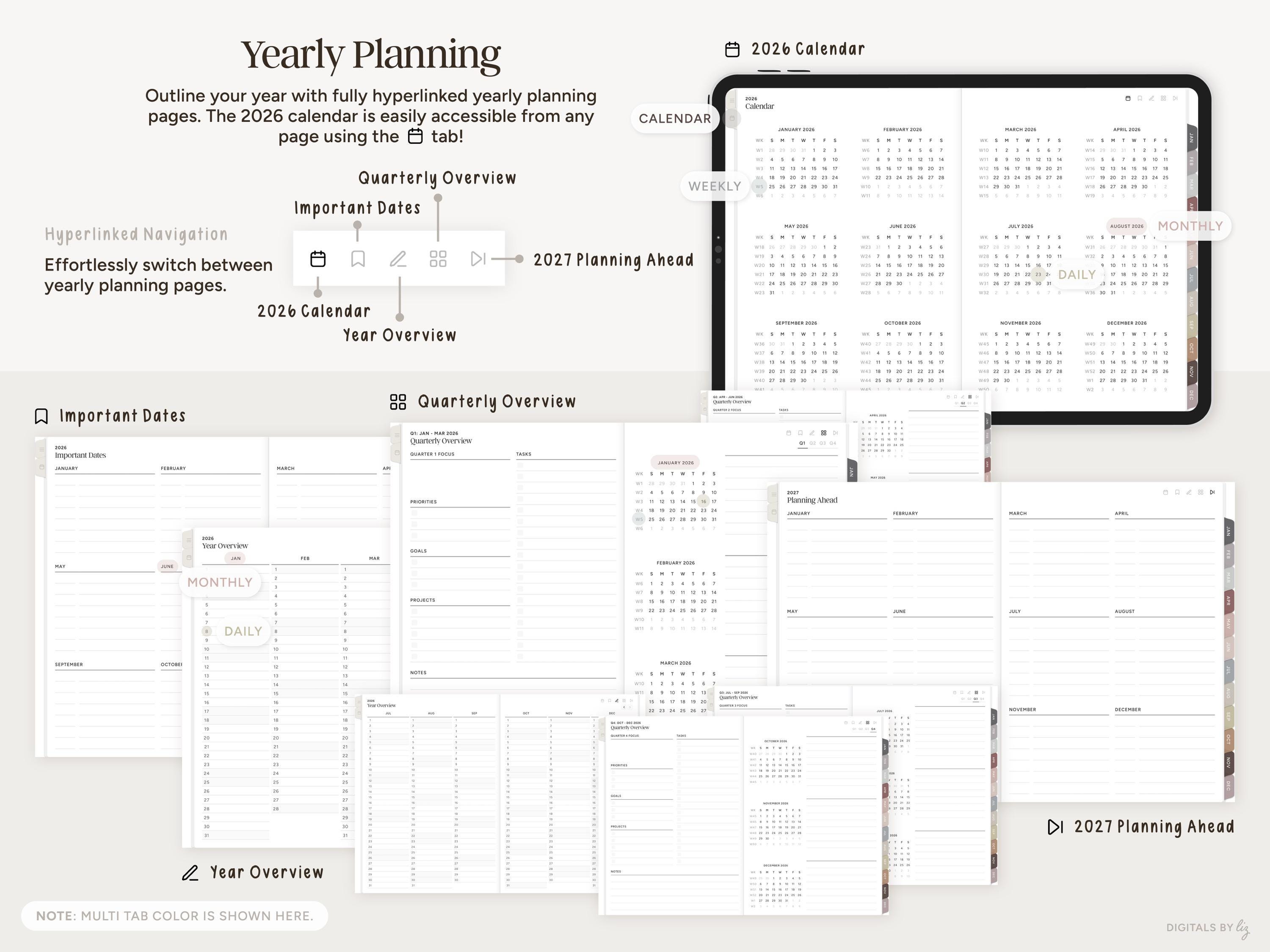 2026 Digital Planner, Open-book | Hyperlinked iPad Planner, Goodnotes ...