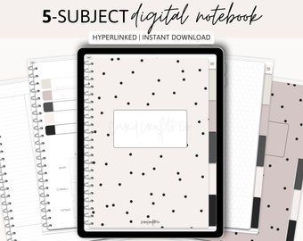 5 Subject Hyperlinked Digital Notebook Ipad Notability | Etsy