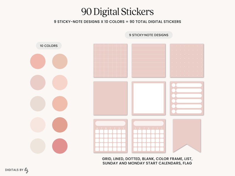90 Pink Digital Stickers | Pre-cropped Png's & Goodnotes Sticker Sheet ...