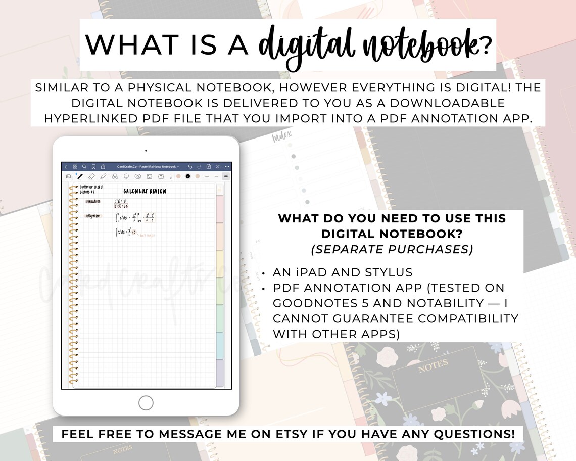 5 Subject Hyperlinked Digital Notebook Ipad Notability | Etsy