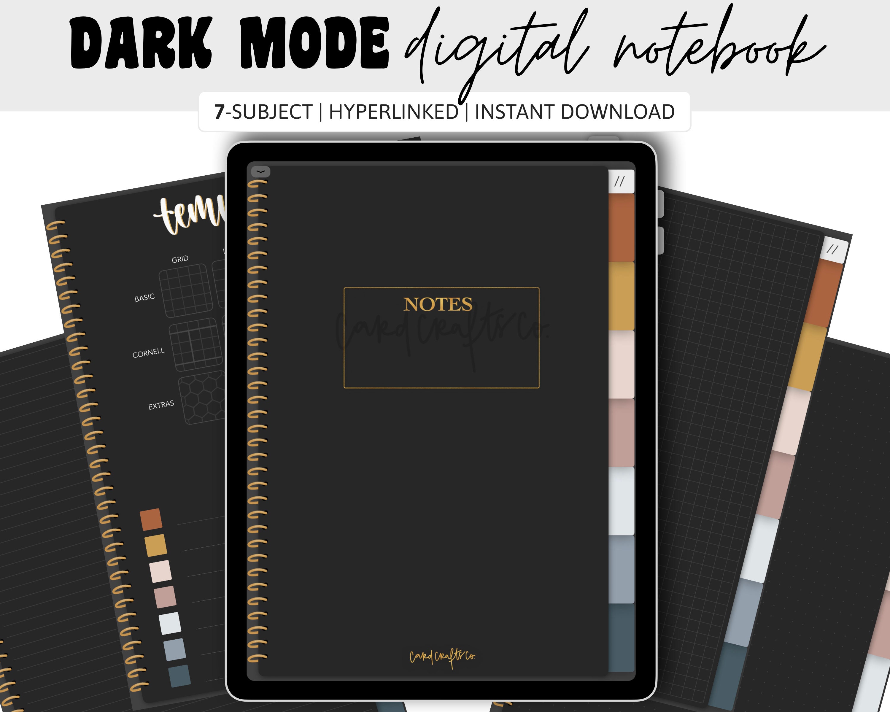 Dark Mode 7Subject Hyperlinked Digital Notebook Dot Etsy