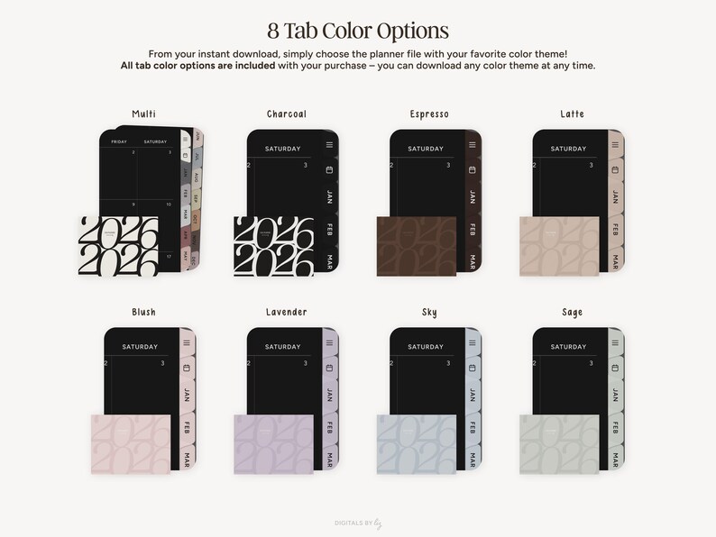 Dark Mode 2026 Digital Planner, Landscape | Hyperlinked iPad Planner ...