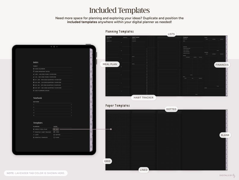 2026 Dark Mode Digital Planner, Portrait | Hyperlinked iPad Planner ...