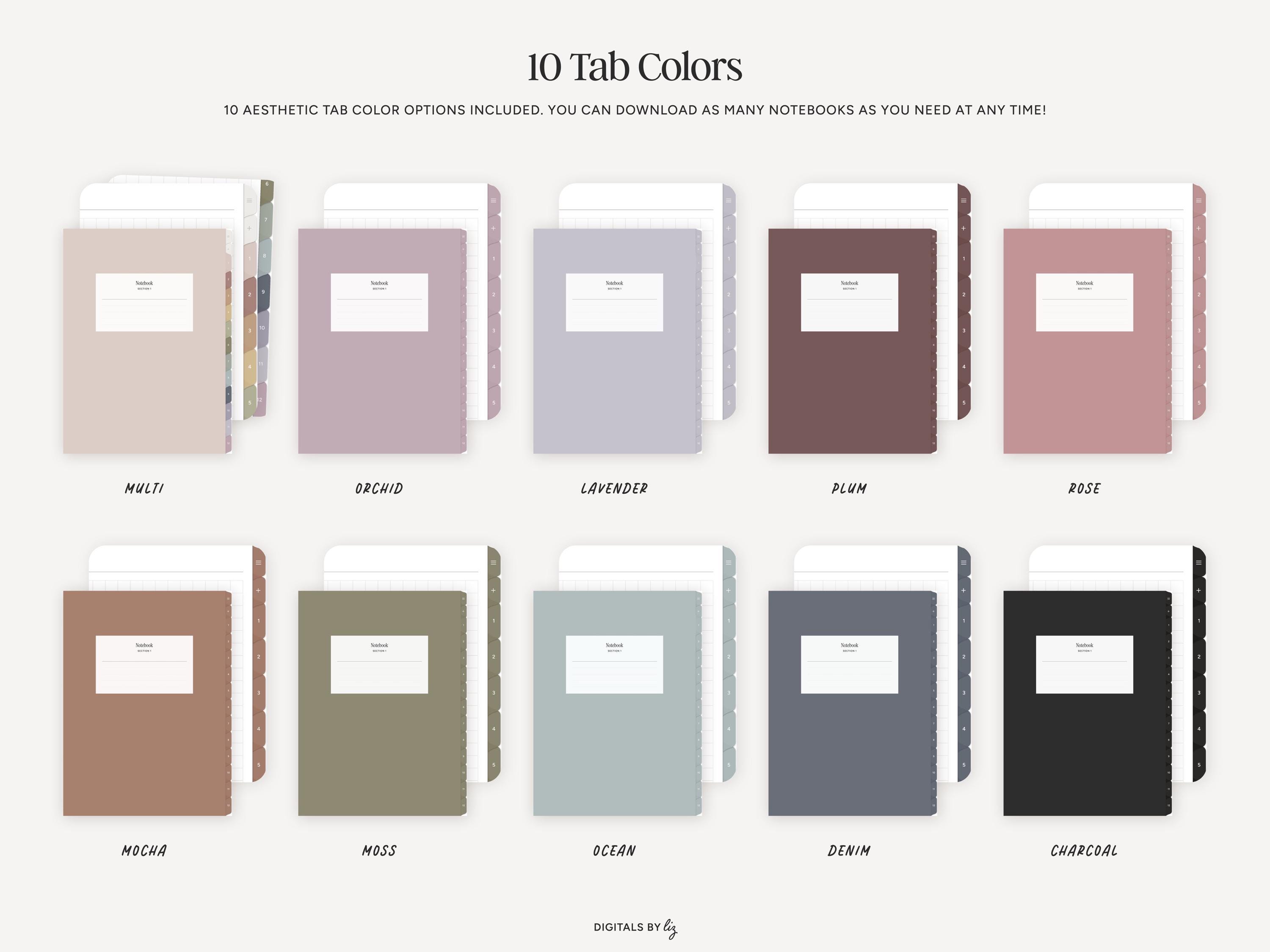 12 Subject Digital Notebook, Minimalist Portrait Digital Journal ...