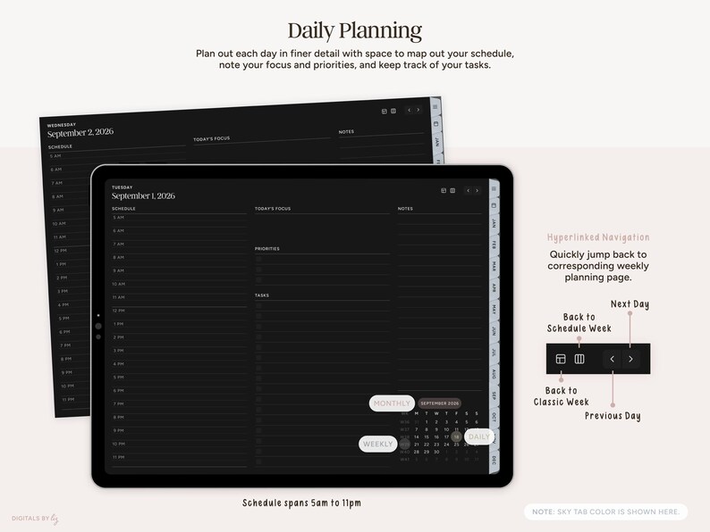 Dark Mode 2026 Digital Planner, Landscape | Hyperlinked iPad Planner ...