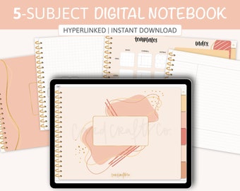 5 Subject Hyperlinked Digital Notebook Ipad Notability | Etsy