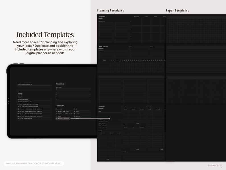 Dark Mode 2026 Digital Planner, Landscape | Hyperlinked iPad Planner ...