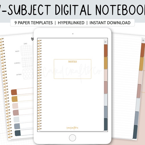 7subject Hyperlinked Digital Notebook Grid Lined Dot Etsy
