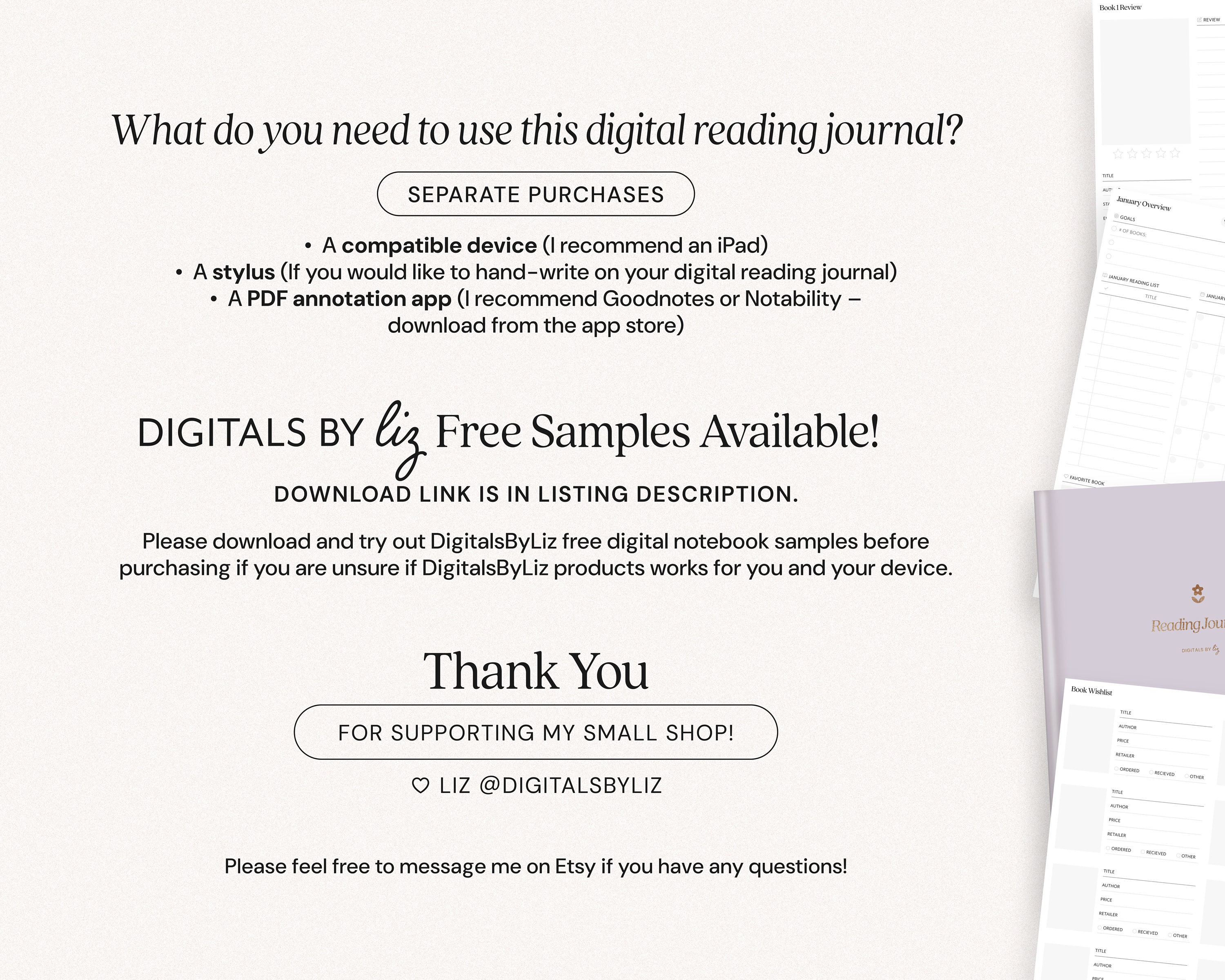 Digital Reading Journal, iPad Reading Planner, Reading Tracker ...