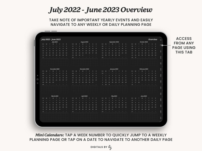 July 2022 June 2023 Hyperlinked Landscape Digital Planner Etsy