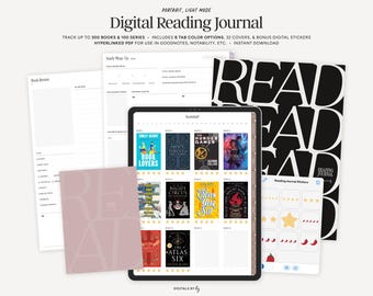 Digital Reading Journal, Portrait | Hyperlinked Reading Planner, Goodnotes Book Tracker, Notability Reading Log, iPad Book Journal Template