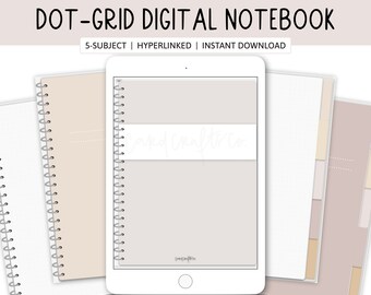 5 Subject Hyperlinked Digital Notebook Ipad Notability | Etsy