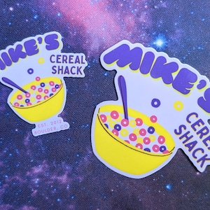 Sticker: Mike's Cereal Shack --- The Office inspired vinyl sticker --- Actually I can't cook, and I am starting a restaurant. -Michael Scott