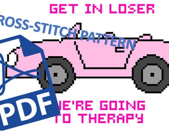 Patrón de punto de cruz digital en PDF: "Entra, perdedor, vamos a terapia".