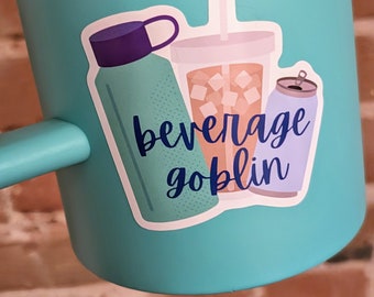 Pegatina: Duende de las bebidas - pegatina de vinilo brillante - aprox. 7,6 cm - orgullo neurodivergente, neurodiversidad, club de las tres bebidas, extracción de dopamina