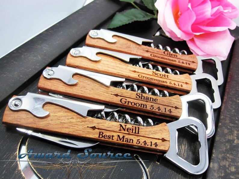 Personalized Wedding Party Favor Wine Bottle Opener Etsy