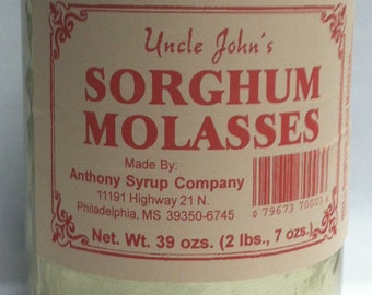 Uncle Johns Sorghum Molasses in a Metal 30 FL Ozs Can Weight 2lb 70z