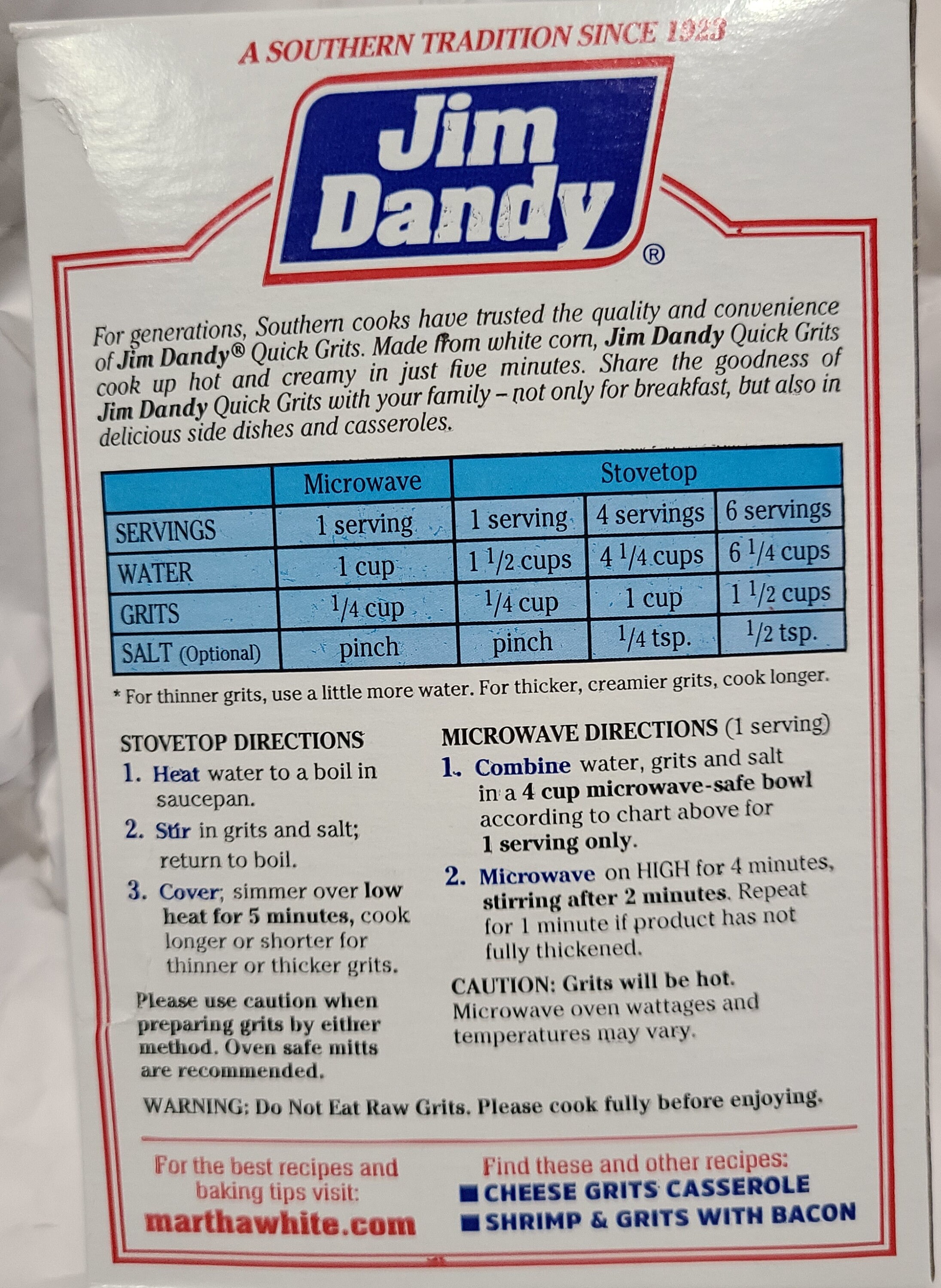 Jim Dandy Quick 5minute Grits Enriched 16 Oz Twopack Etsy