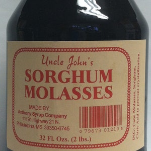Sorghum Molasses Syrup 32 Fl Oz Glass Jar