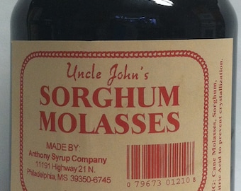 Sorghum Molasses Syrup 32 Fl Oz Glass Jar