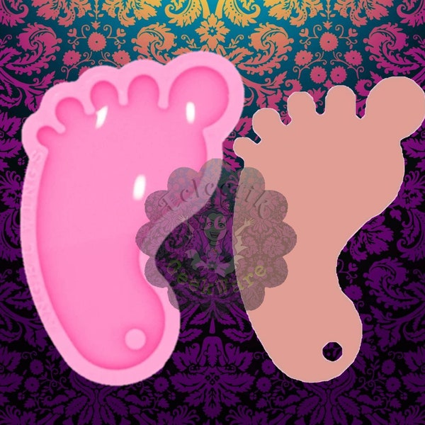 Foot Baby Shower Keychain Mold Epoxy Resin Polymer Clay Silicone Mold (In-Stock)
