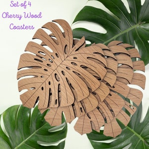 Monstera Leaf Coaster Set of 4 - Monstera Coaster Set,Tropical Party Decor, Bohemian Wedding Favors, Tropical Coaster, Plant Mom, Bohemian