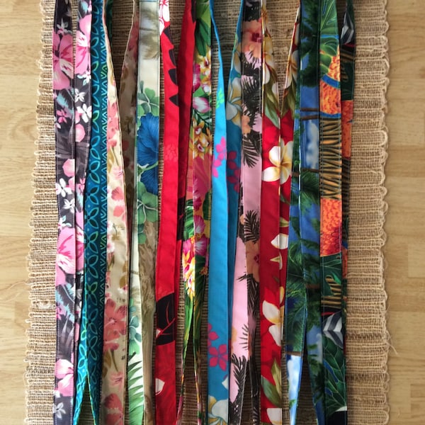 Hawaiian print fabric lanyards