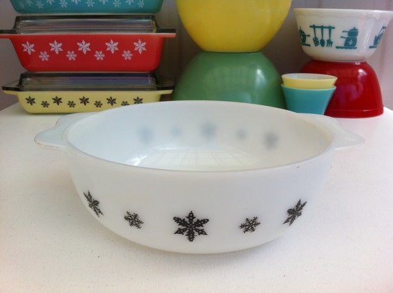 Jaj Pyrex Snowflake Casserole Mixing Bowl Cute English Etsy