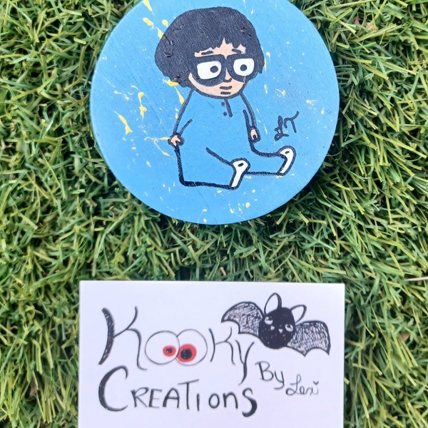 Tiny Tina fridge magnet. Bobs burgers fanart. Tina Belcher cartoon art. Hand painted wooden magnets. Cute art.