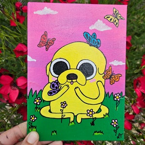 Cuadro sobre lienzo de 5 x 7 pulgadas inspirado en Hora de aventuras de Sweet Little Jake, fanart de Jakr el perro.