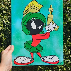 Big Martian Energy 11x14 canvas panel acrylic painting. Nostalgic cartoon fanart.