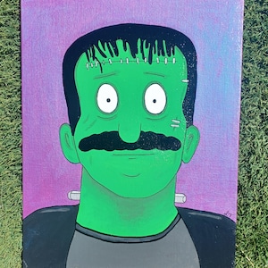 Bobs a Monster 11x14 acrylic canvas board painting. Bobs burgers fanart, Bob Belcher Frankenstein mash-up, Halloween art. Classic monsters.