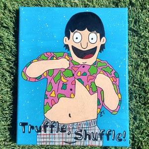 Truffle Shuffle Genie 8x10inch acrylic painting. Nostalgia inspired cartoon fanart mashup painting.