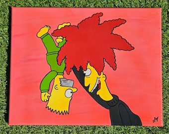 Bart vs Sideshow Bob Acrylic Painting: 90s TV Fanart (11x14)