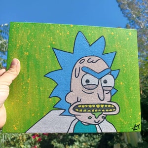 Rick&#39;s Angry 8x10inch handpainted canvas board. Rich Sanchez inspired fanart painting.