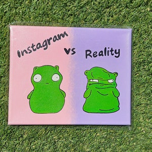 Kuchi Kopi insta vs reality. Bobs burgers fan art. Melty kuchi kopi. Funny art. Instagram vs reality. 8x10inch acrylic painting. Wallart.
