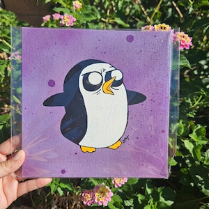 Gunter! 8x8 Acrylic painting. Adventure time fanart, Ice kings penguin Gunter.