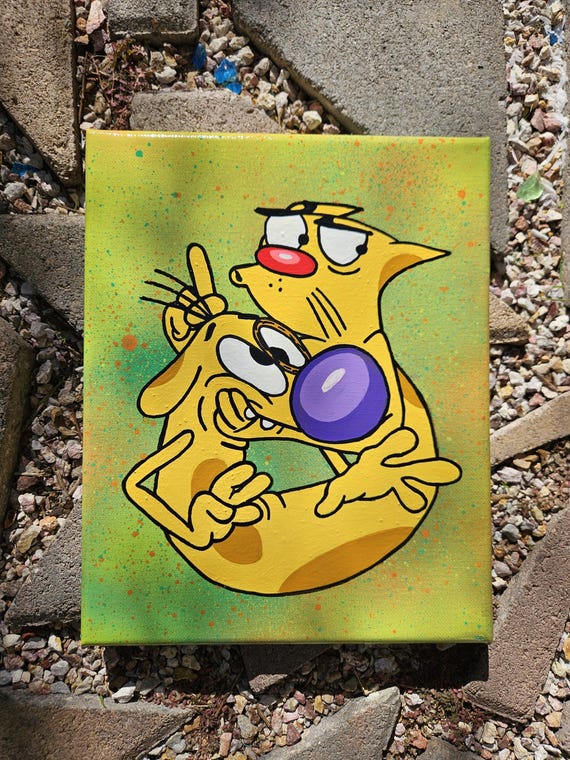 Shhhhh! 8x10inch handpainted canvas. 90s nostalgia inspired cartoon fanart painting.