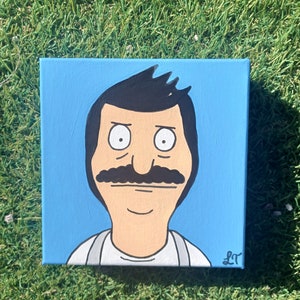 Why so serious? 6x6square handpainted 3D canvas. Cartoon art, Bobs Burgers inspired Fanart painting.